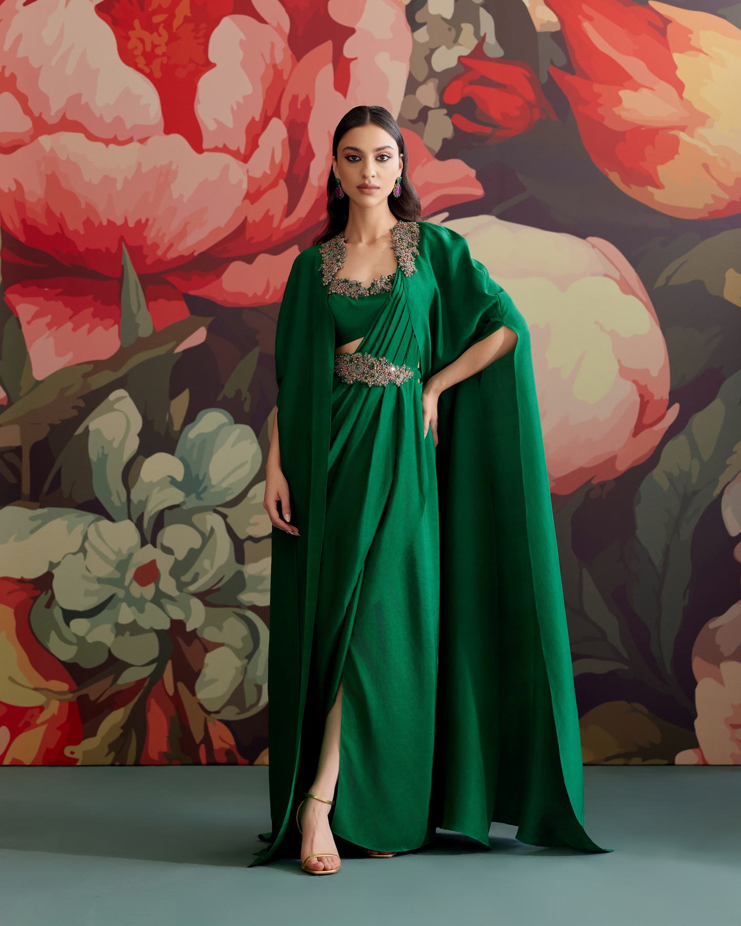 Panna Cape Saree Set