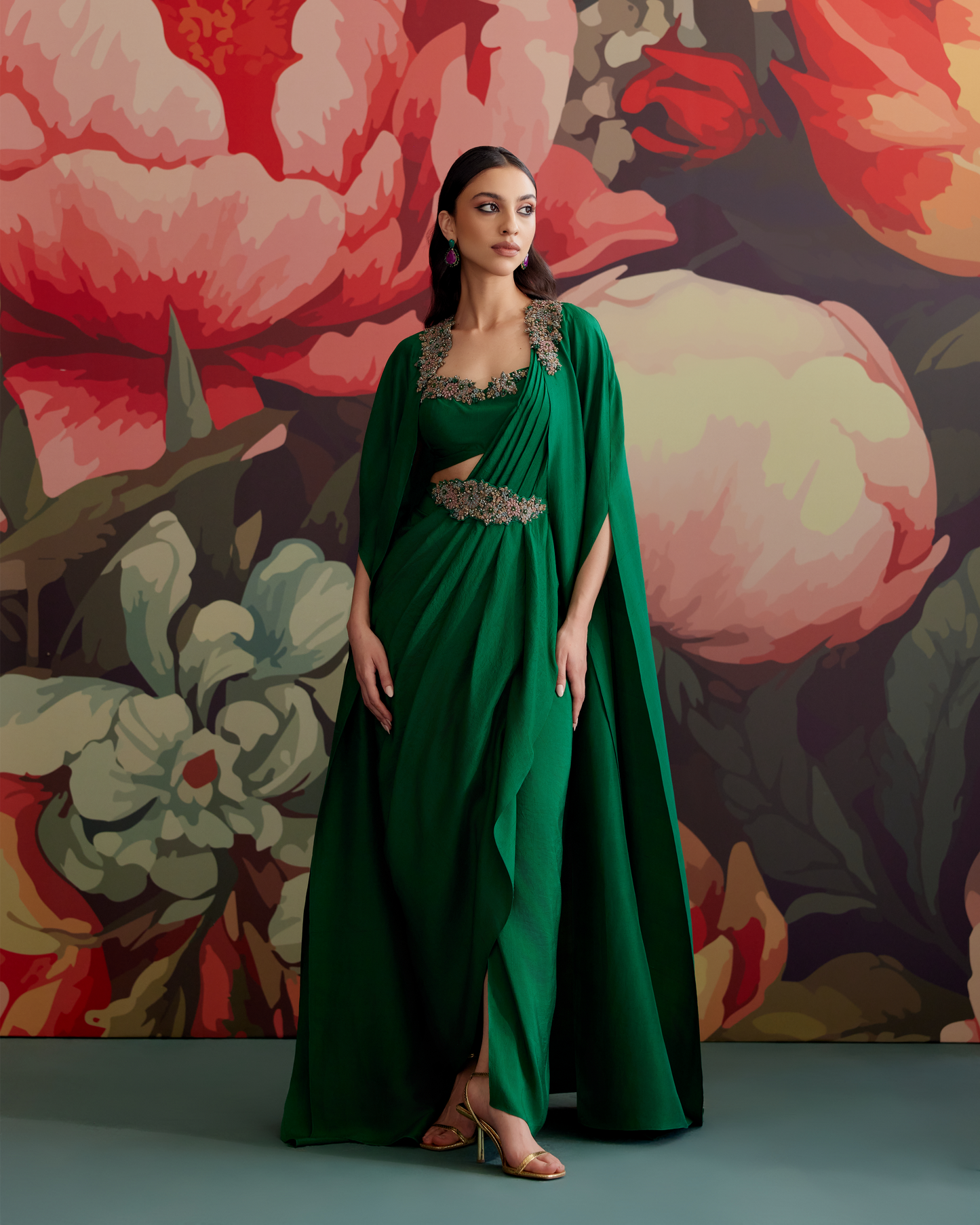 Panna Cape Saree Set