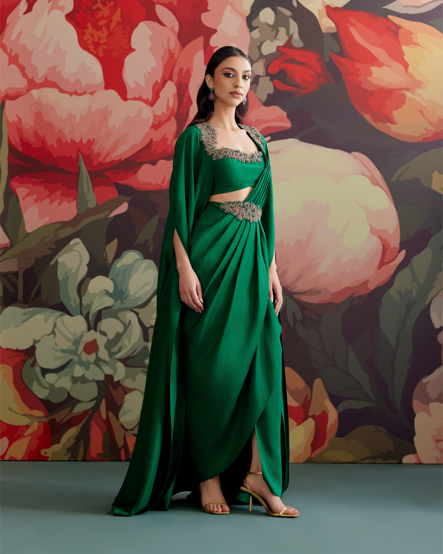 Panna Cape Saree Set