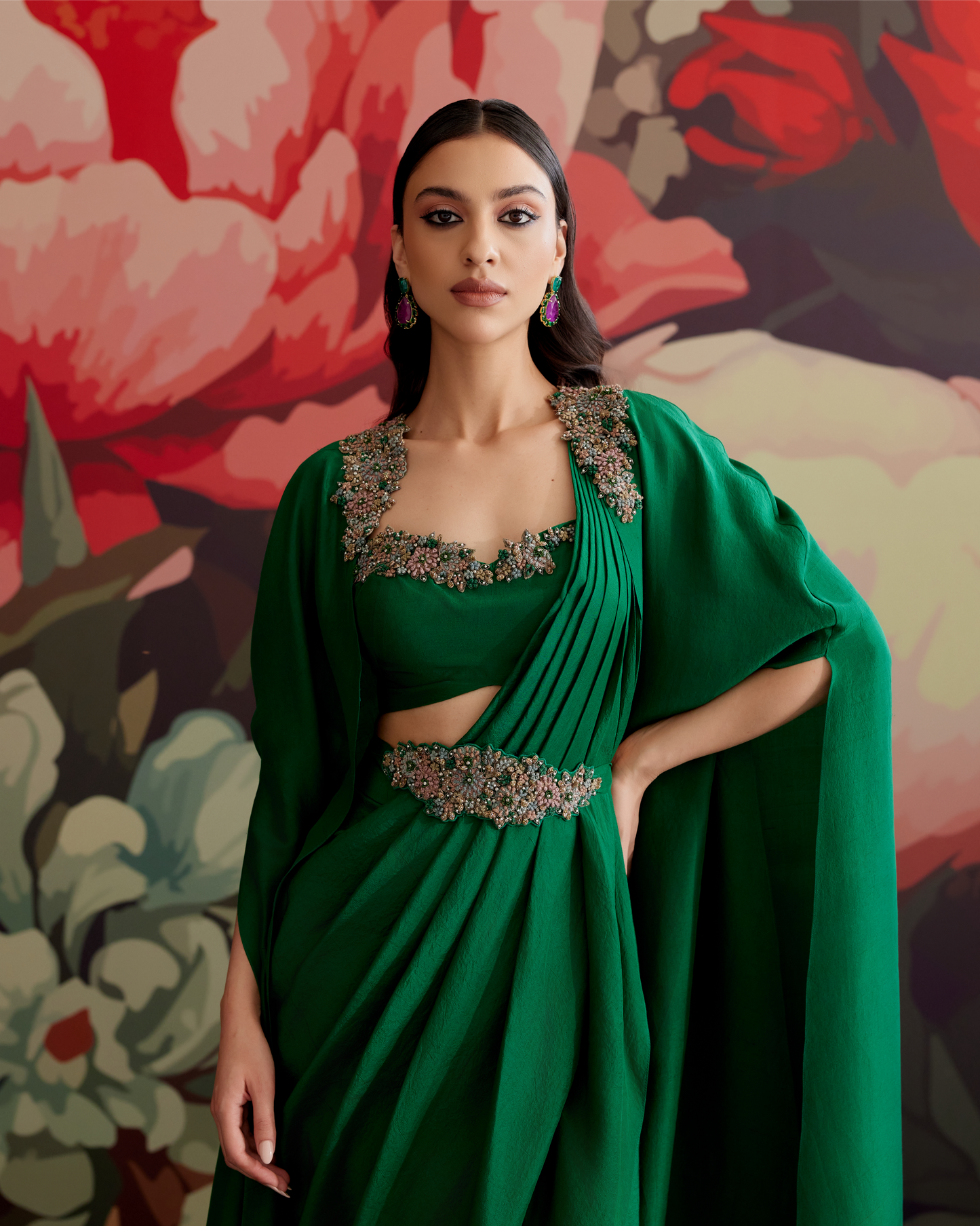 Panna Cape Saree Set