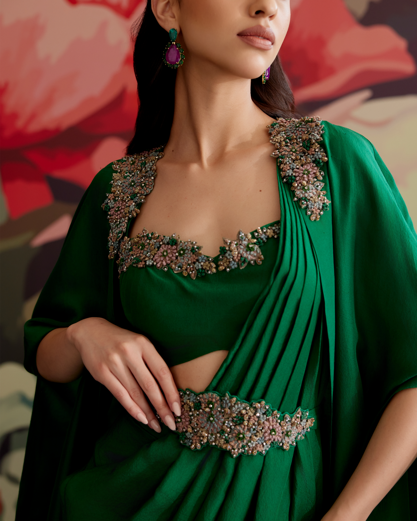 Panna Cape Saree Set