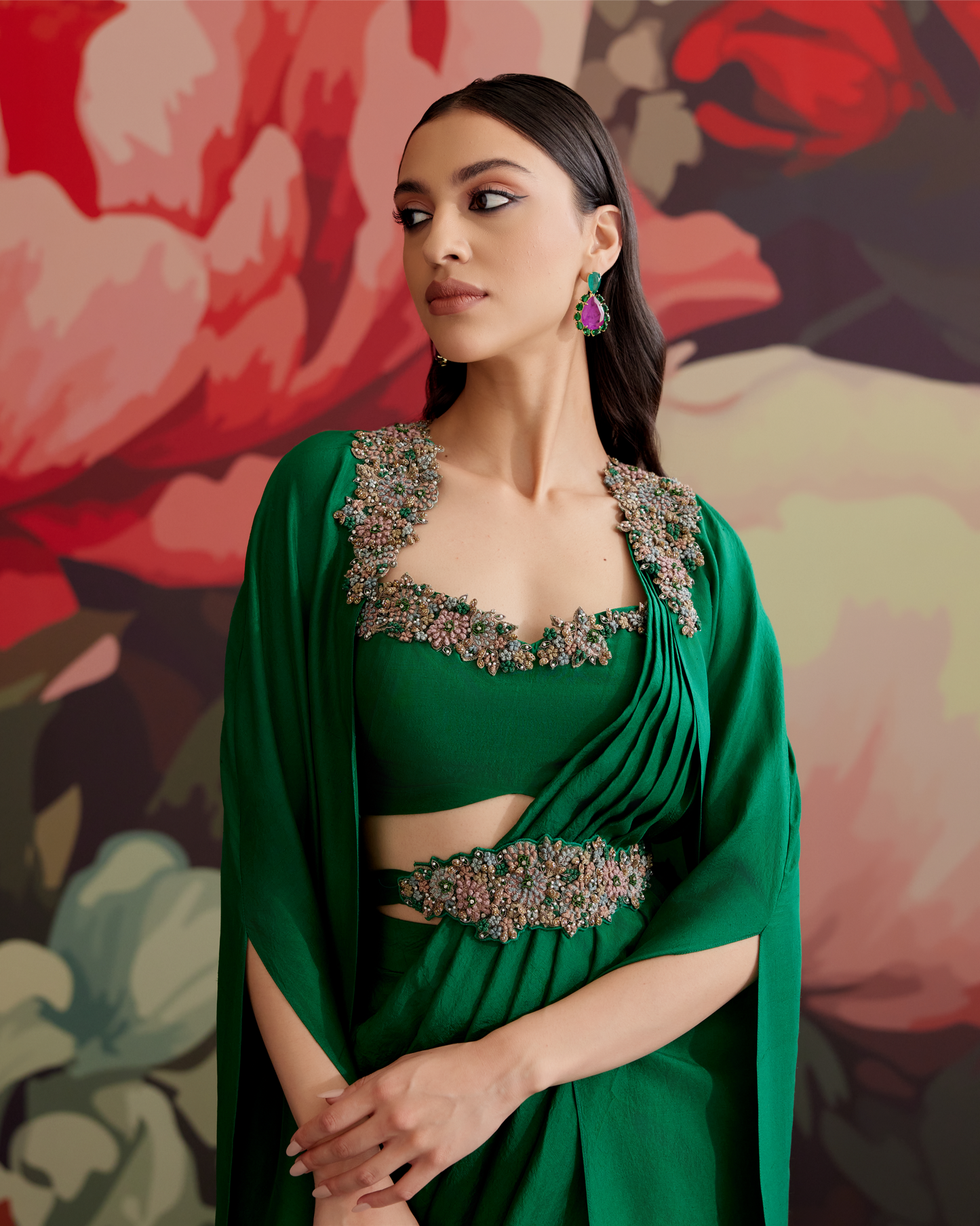 Panna Cape Saree Set