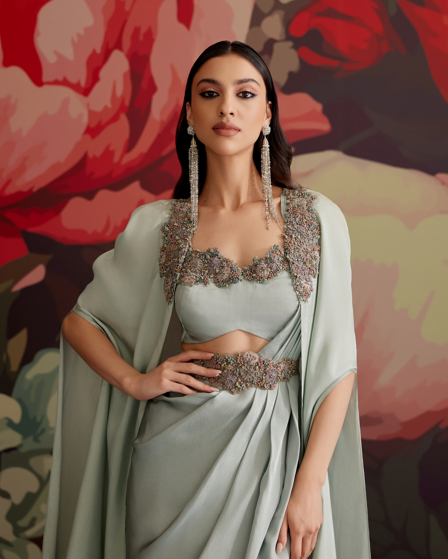 Asmani Cape Saree Set