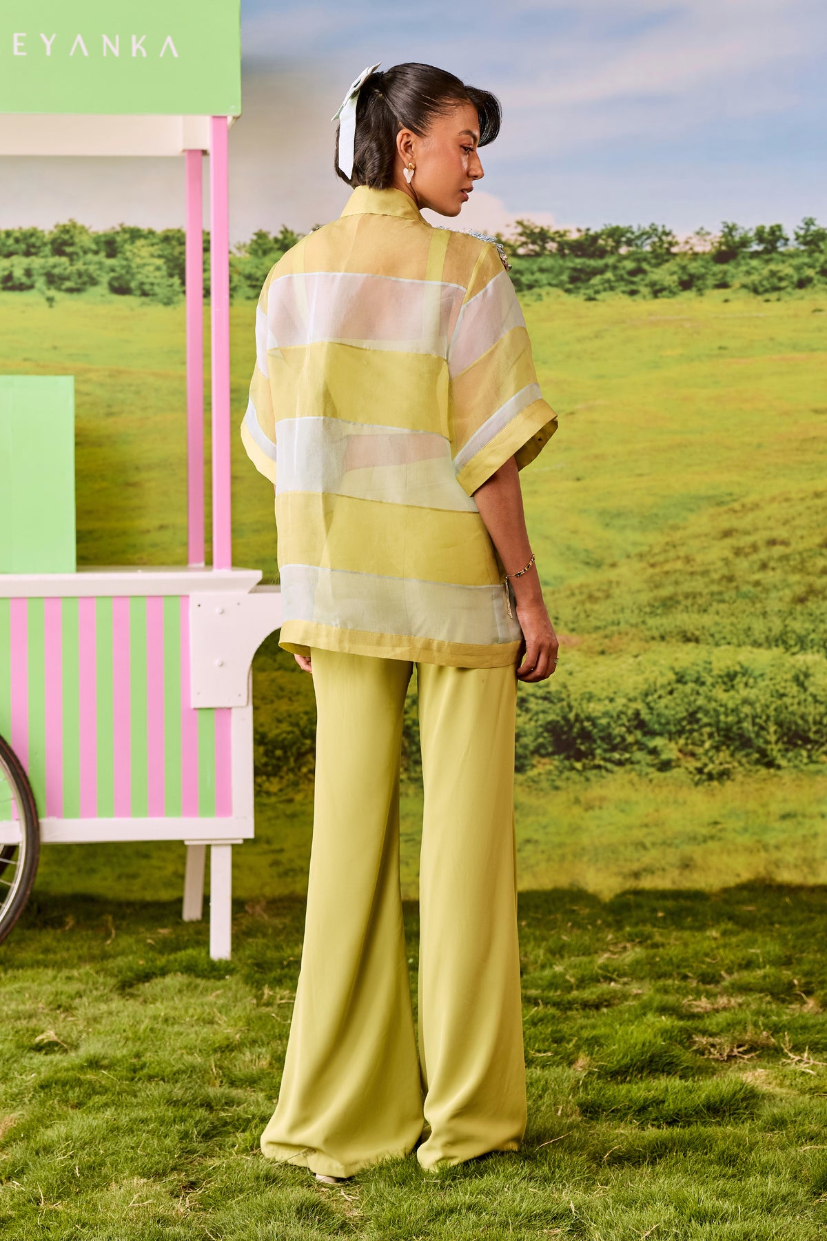 POWDER BLUE AND LIME MIU MIU COORD SET
