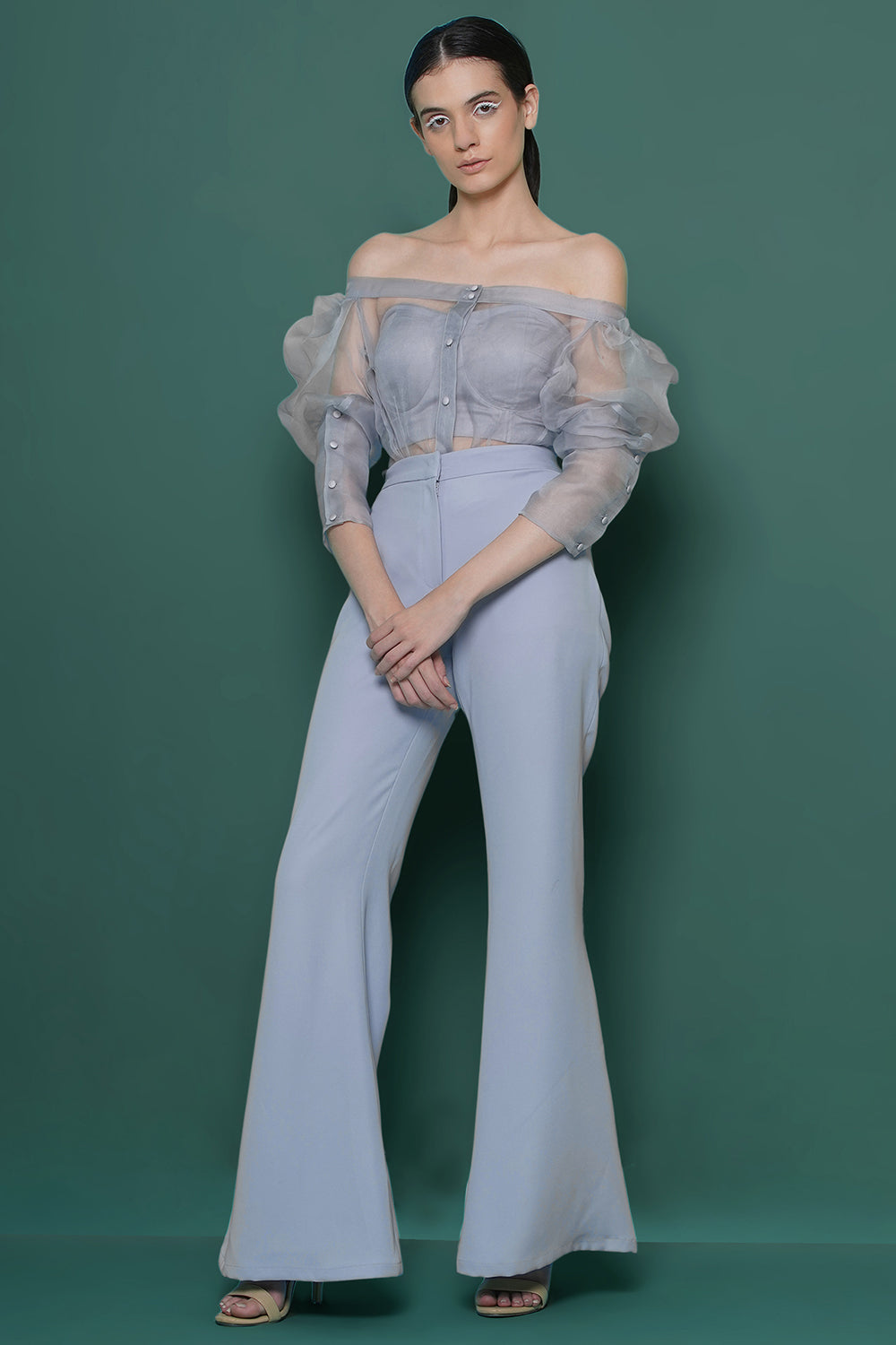 Ice blue off shoulder coord set