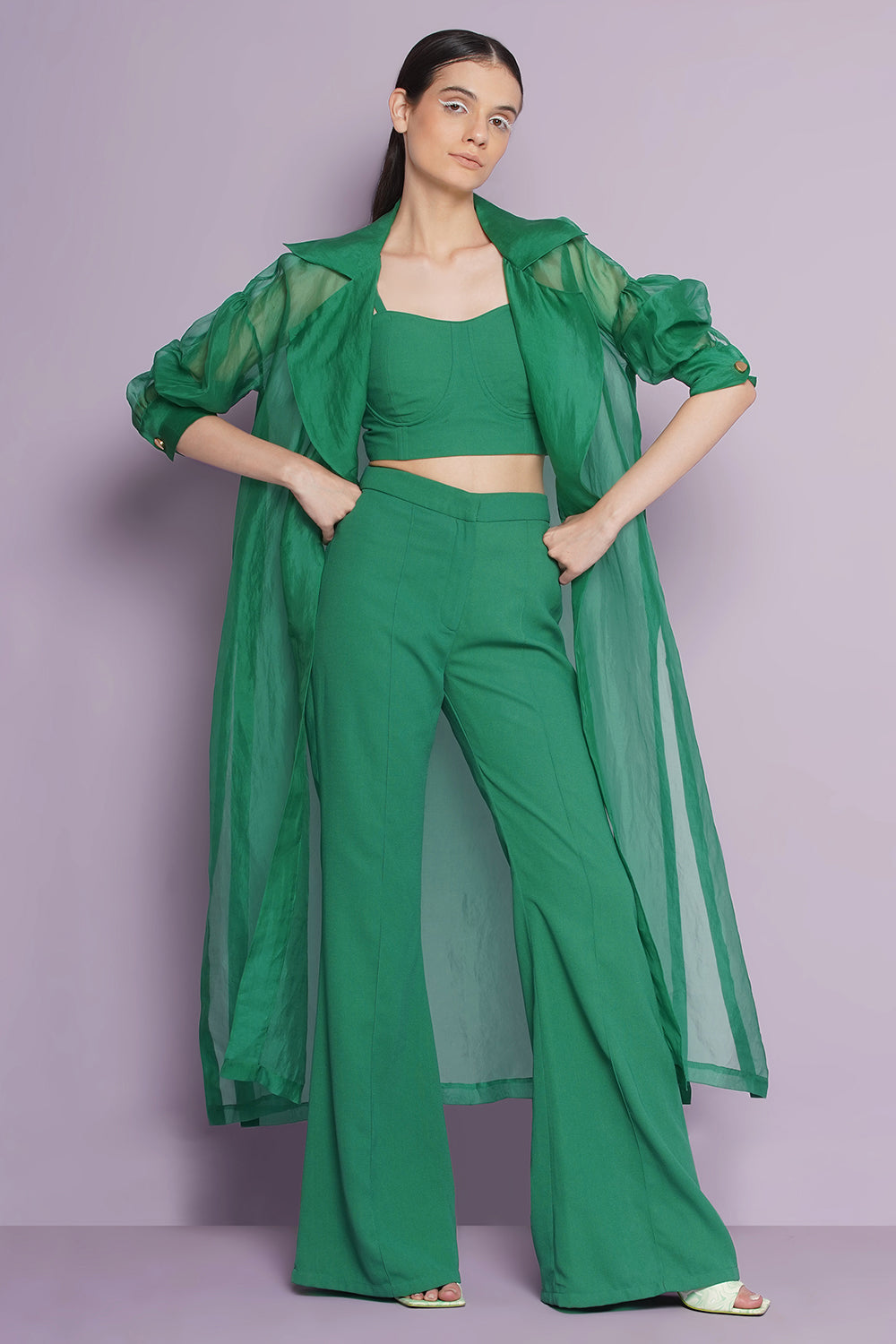 Emerald trench coord set