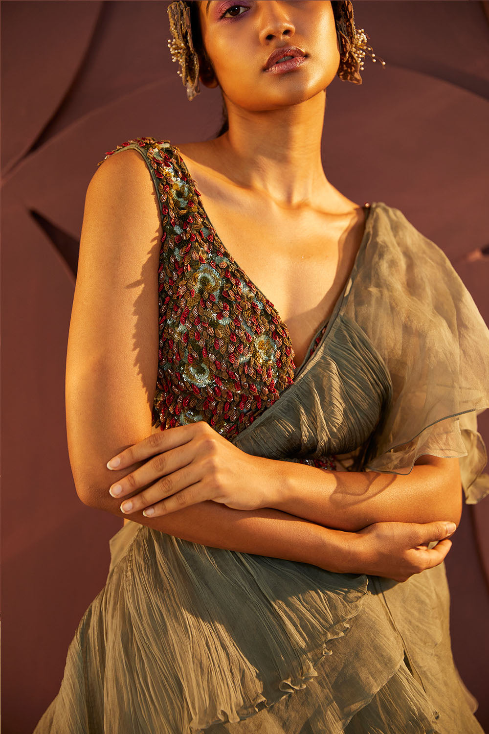 Vivant Ruffled Sari set