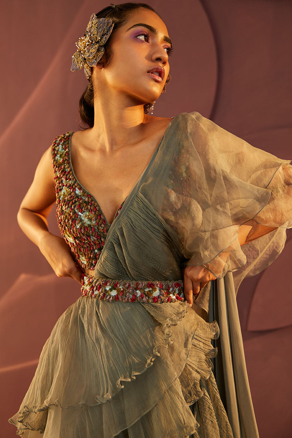 Vivant Ruffled Sari set