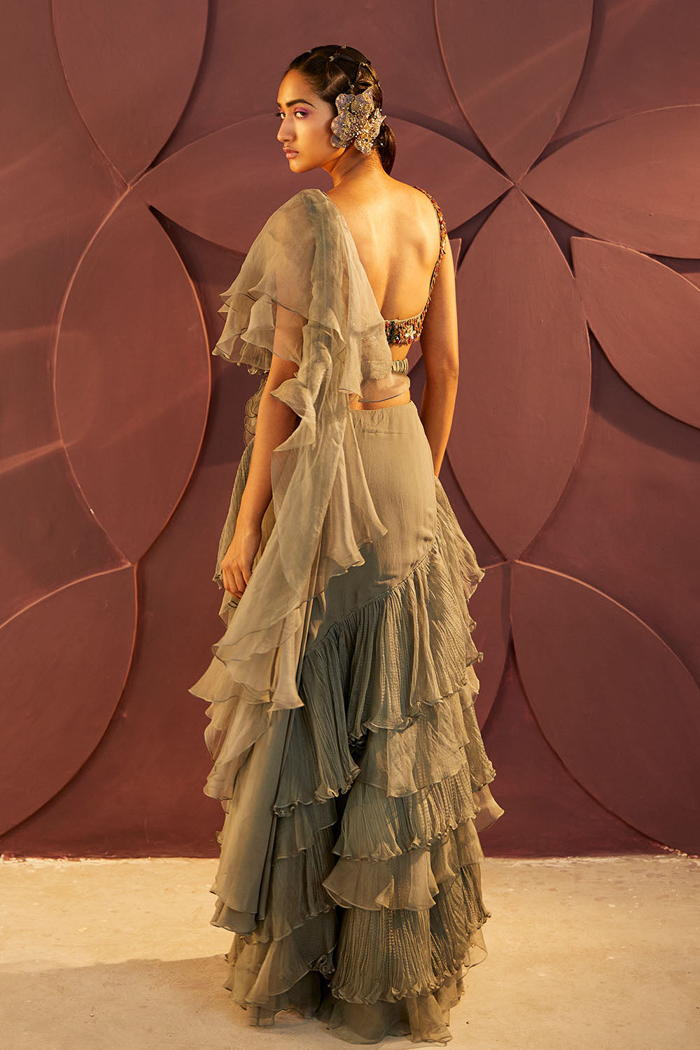 Vivant Ruffled Sari set