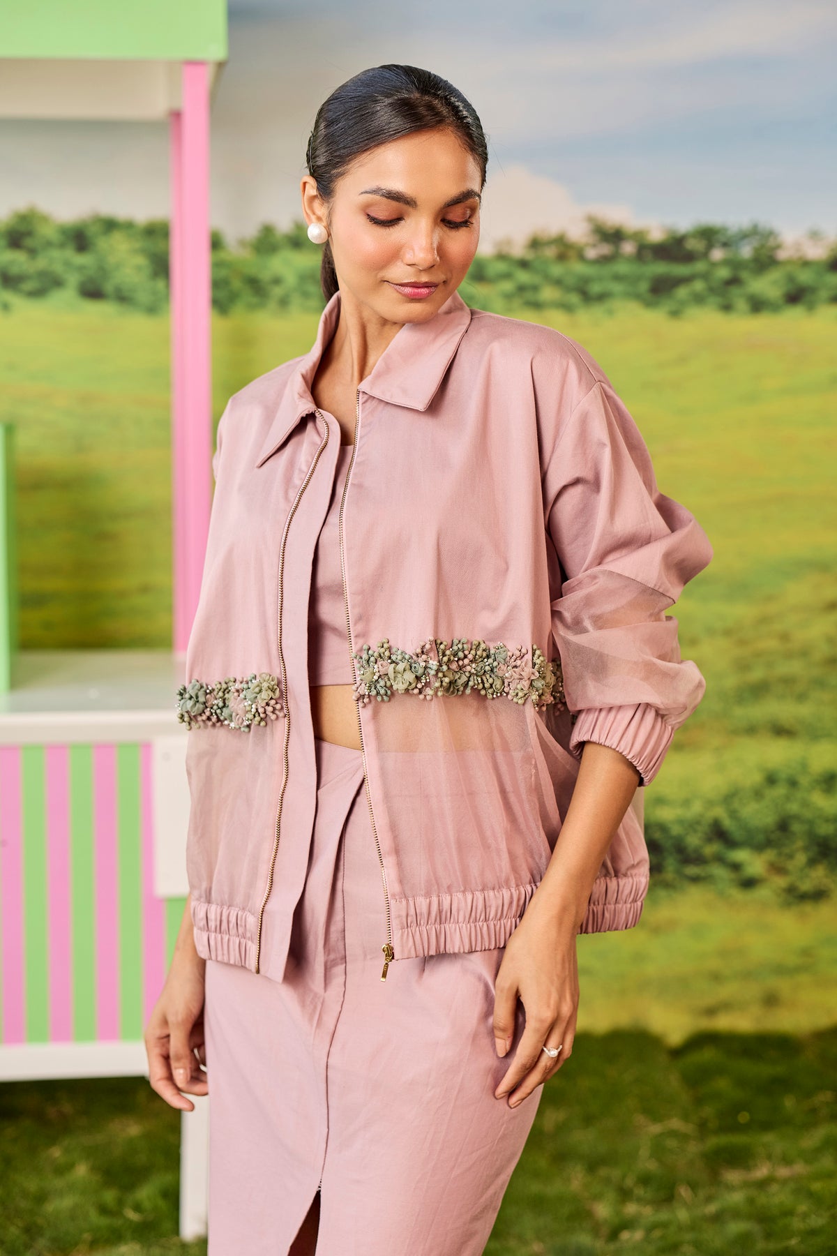 ROSEWOOD BOMBER AND SKIRT JUNO SET