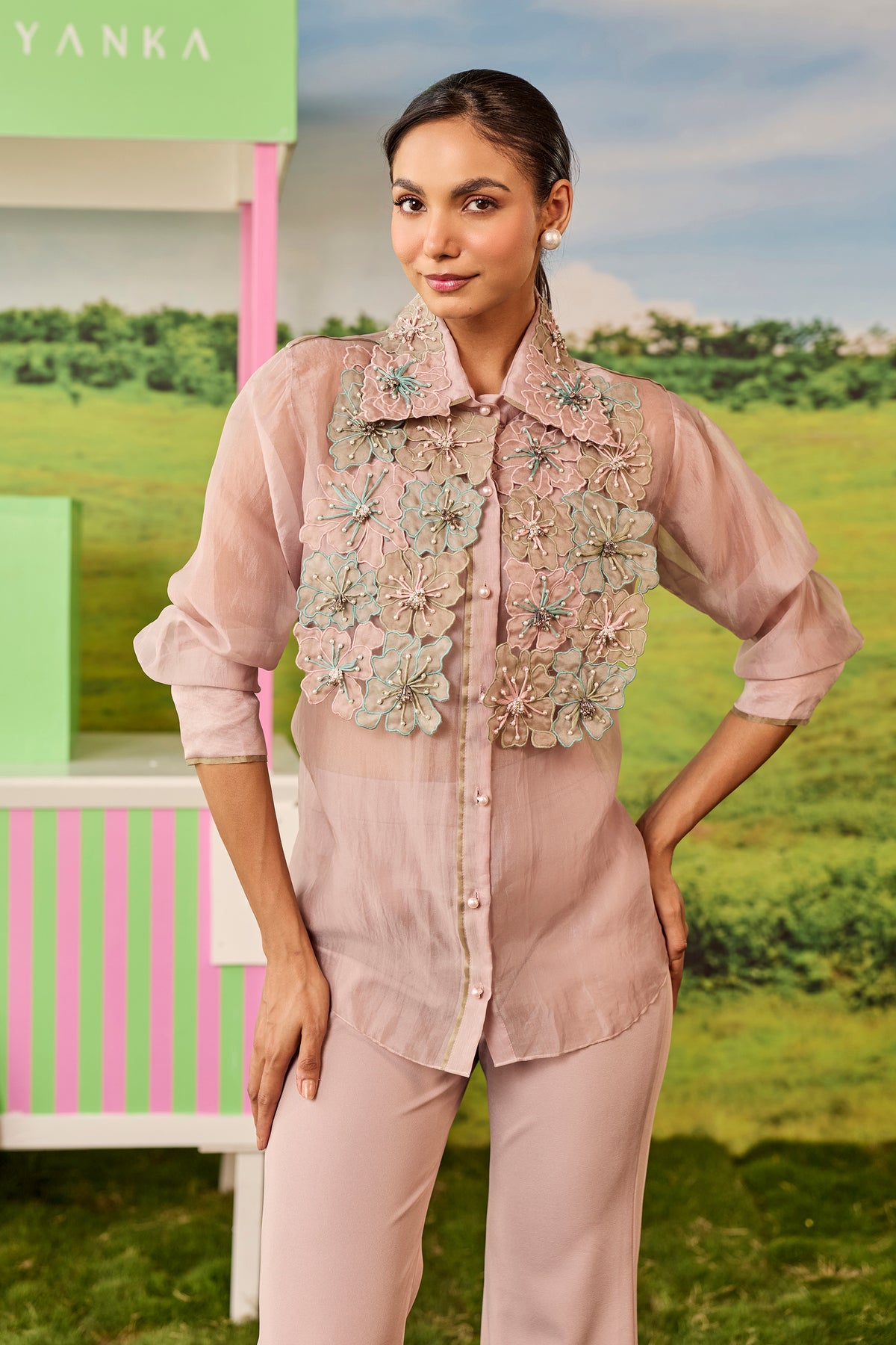 ROSEWOOD BIB SHIRT ROXY COORD SET