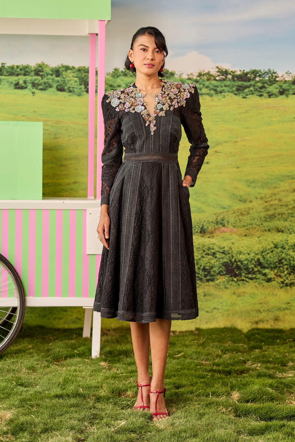 BLACK A LINE BLAIRE DRESS