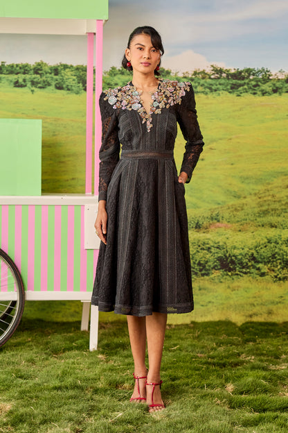 BLACK A LINE BLAIRE DRESS