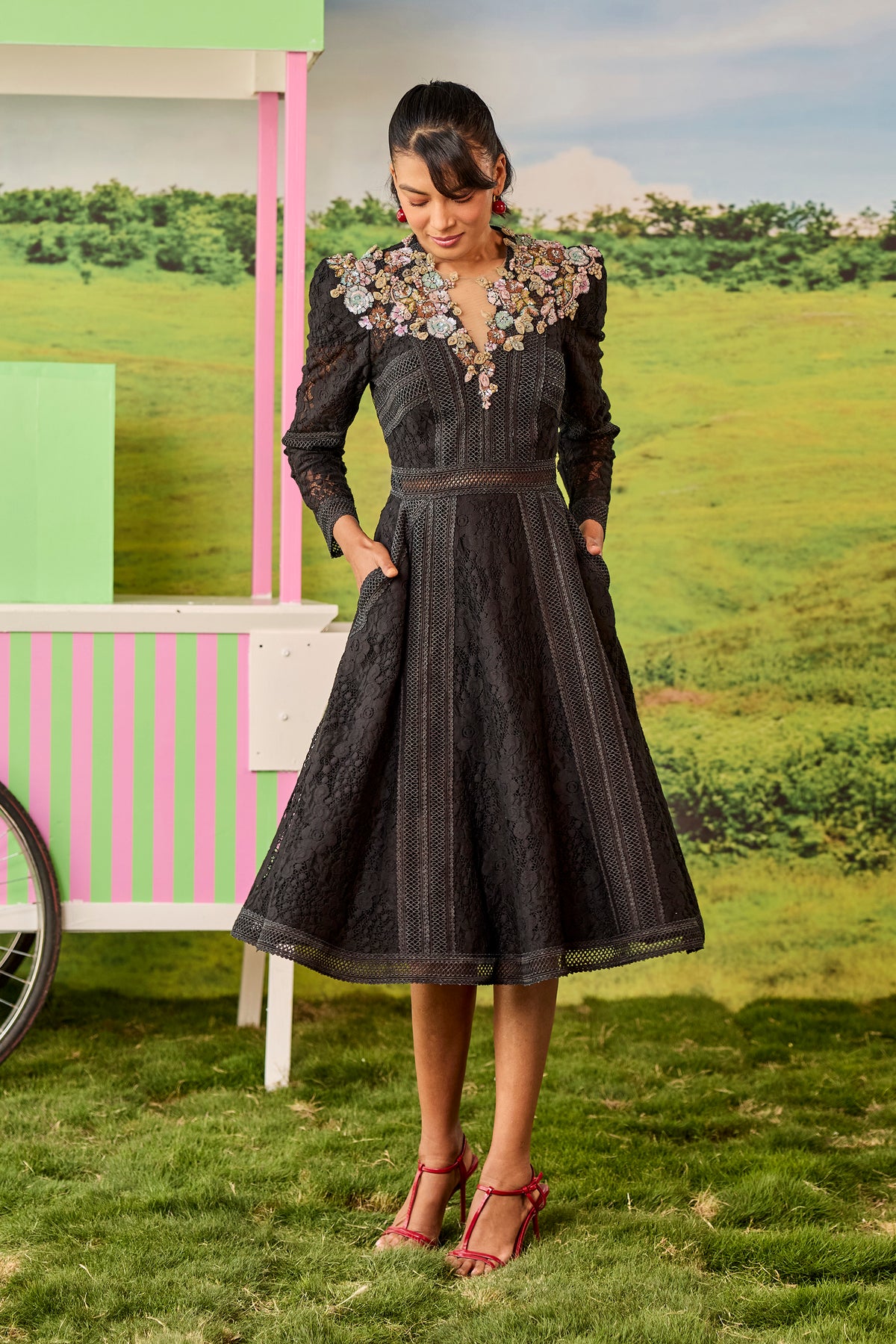 BLACK A LINE BLAIRE DRESS