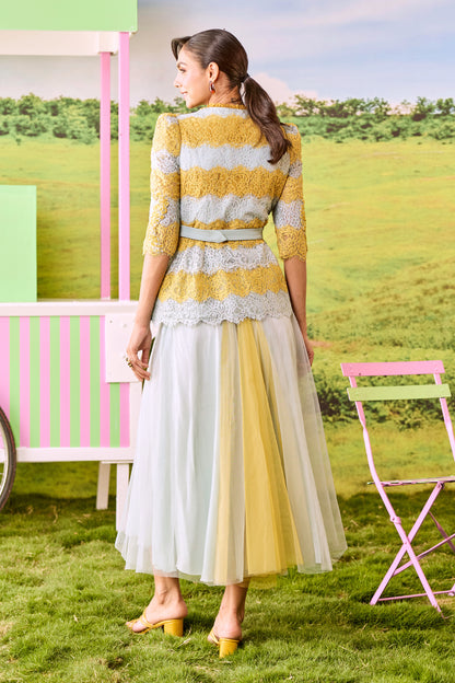 POWDER BLUE AND MUSTARD XOXO SET