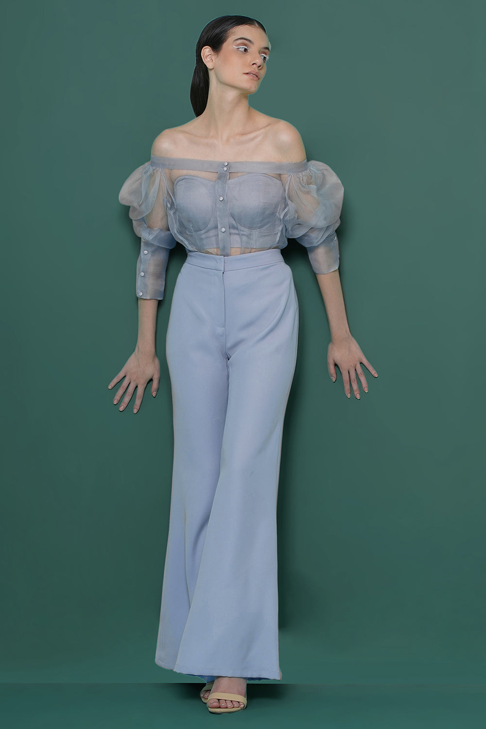 Ice blue off shoulder coord set