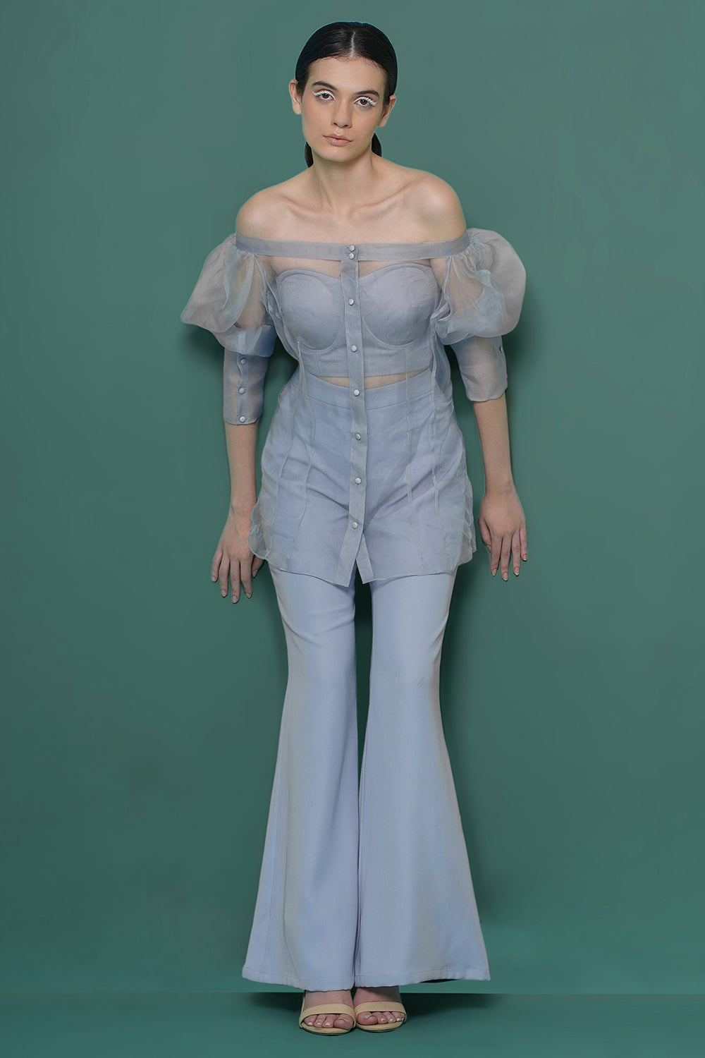 Ice blue off shoulder coord set