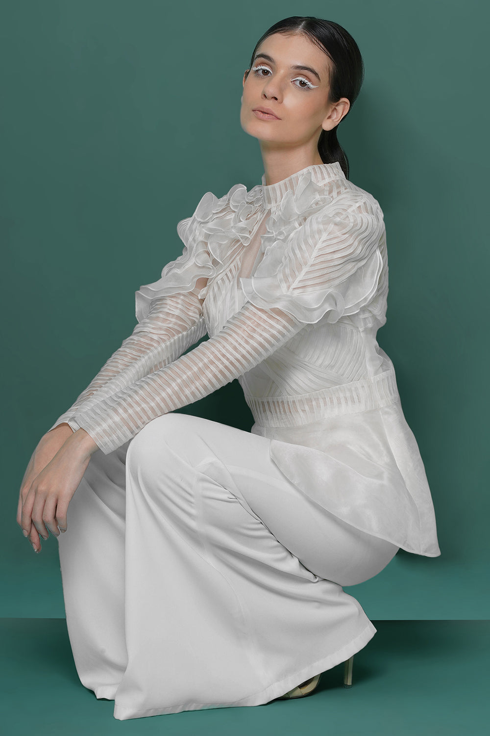 Ivory pintucks coord set