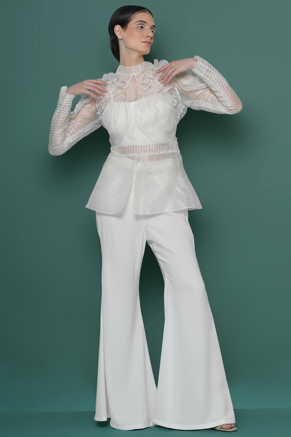 Ivory pintucks coord set