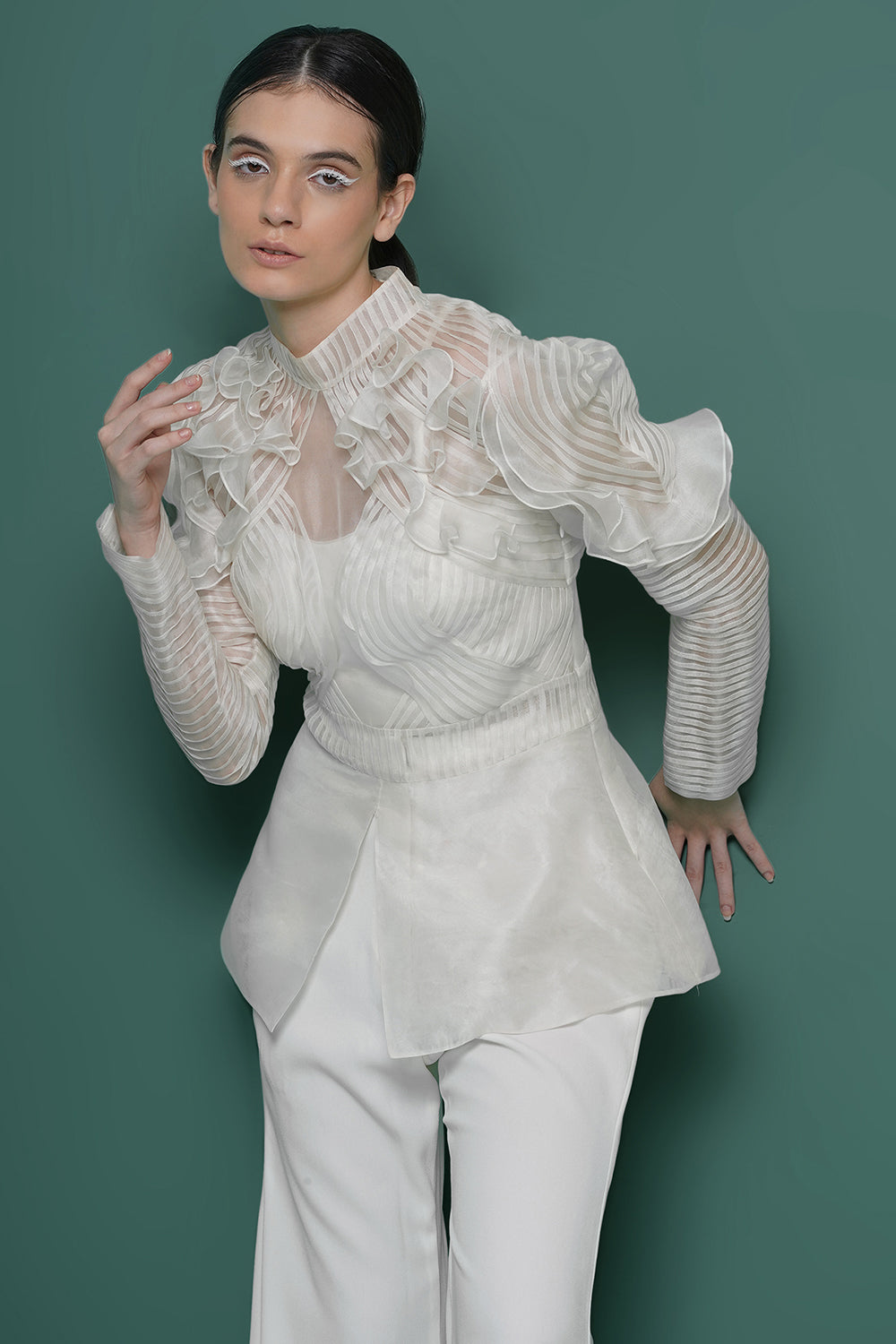Ivory pintucks coord set