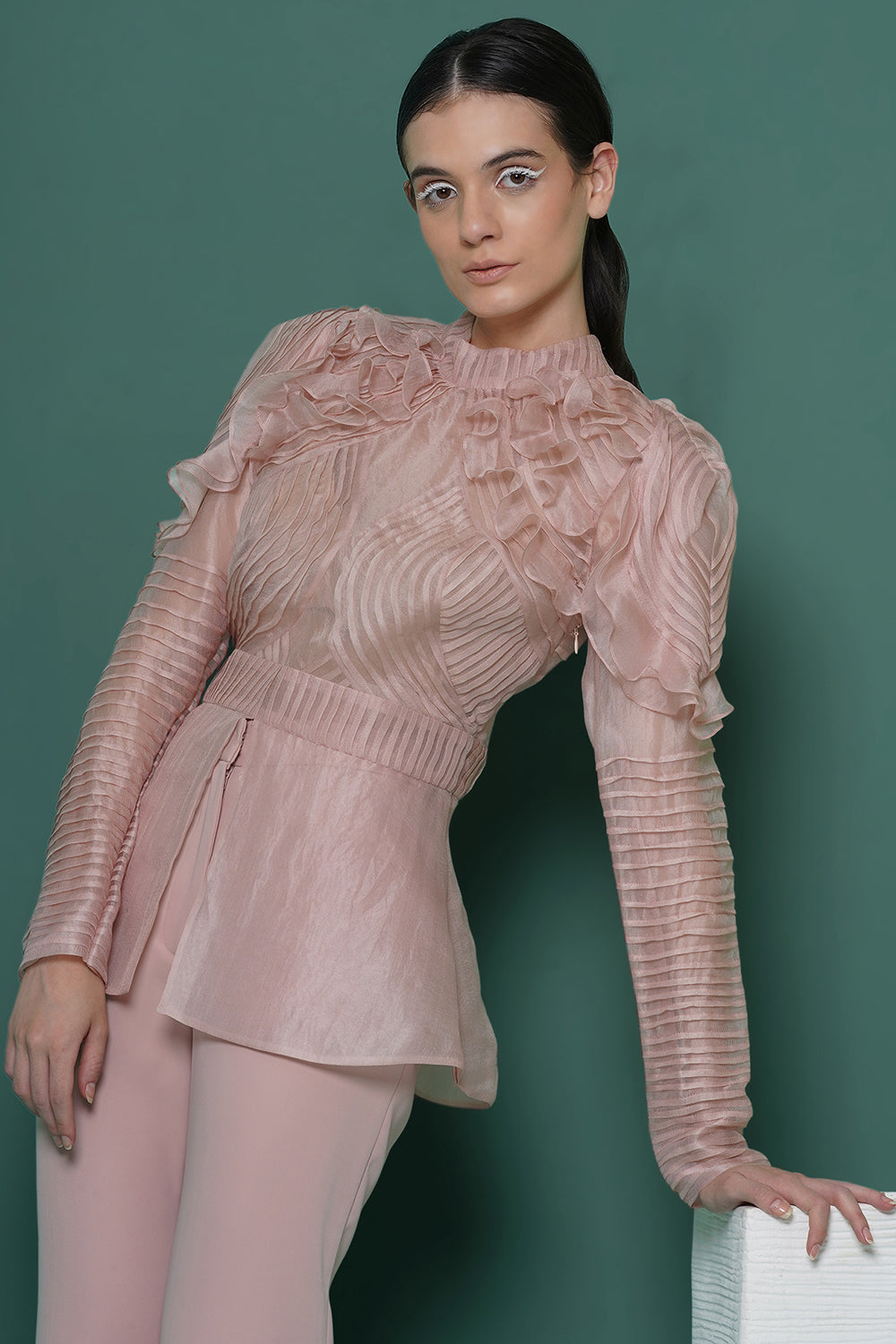 Blush pintucks coord set
