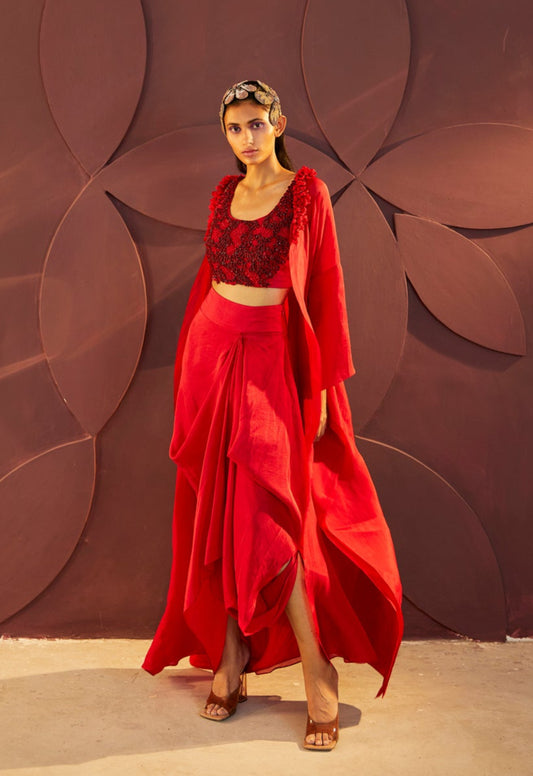 Cape and drape skirt set