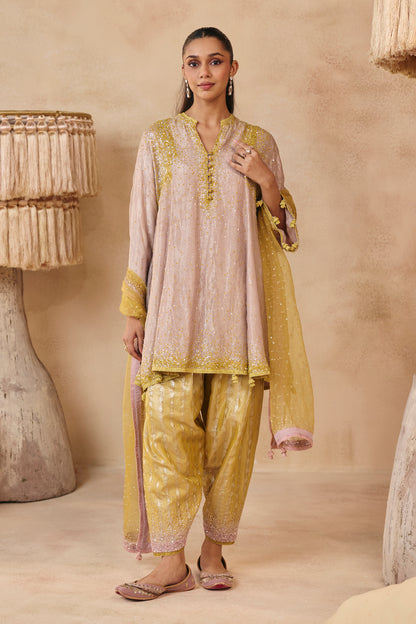 Zara Kurta Set - Barbie Pink and Yellow