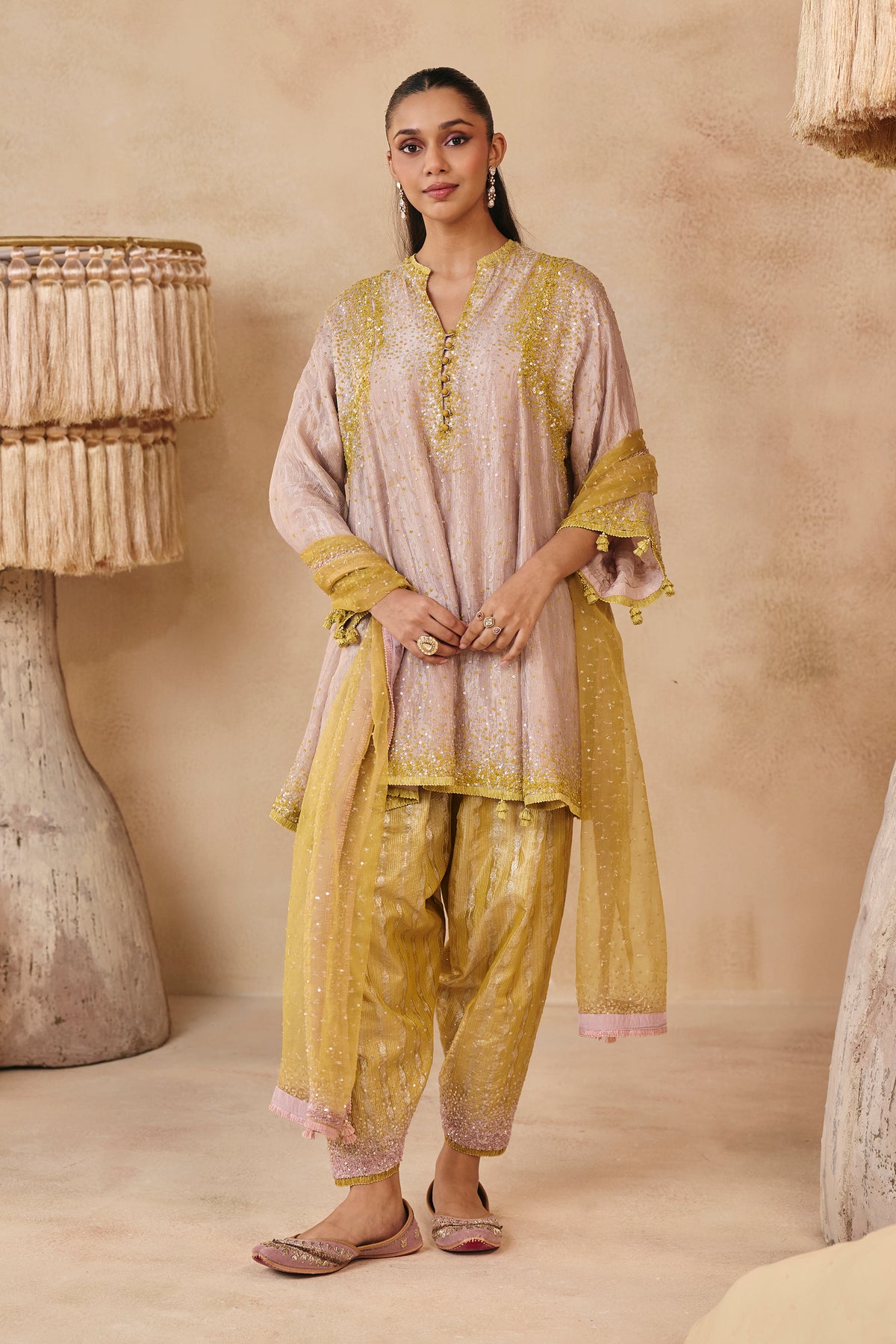Zara Kurta Set - Barbie Pink and Yellow