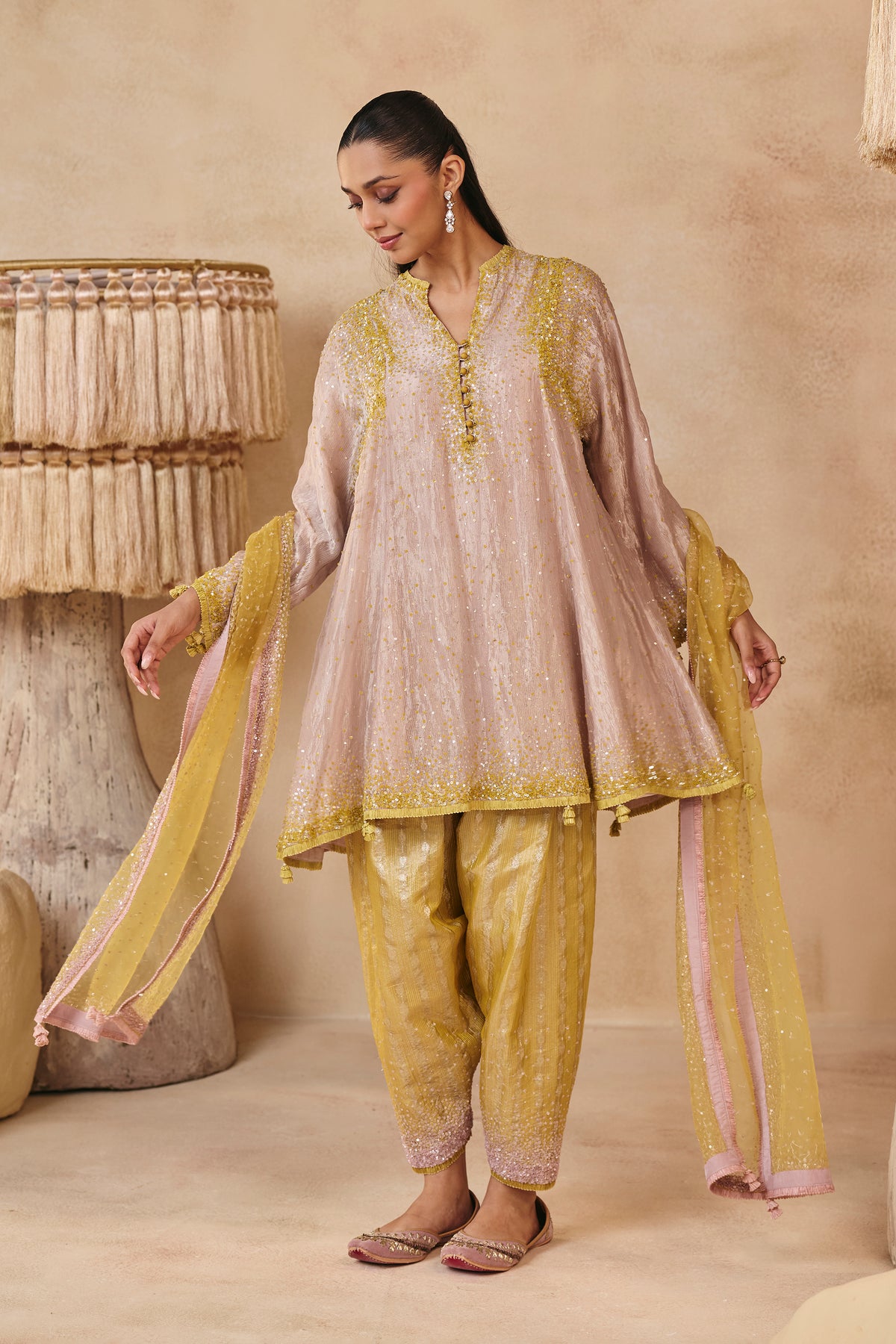 Zara Kurta Set - Barbie Pink and Yellow
