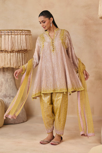 Zara Kurta Set - Barbie Pink and Yellow