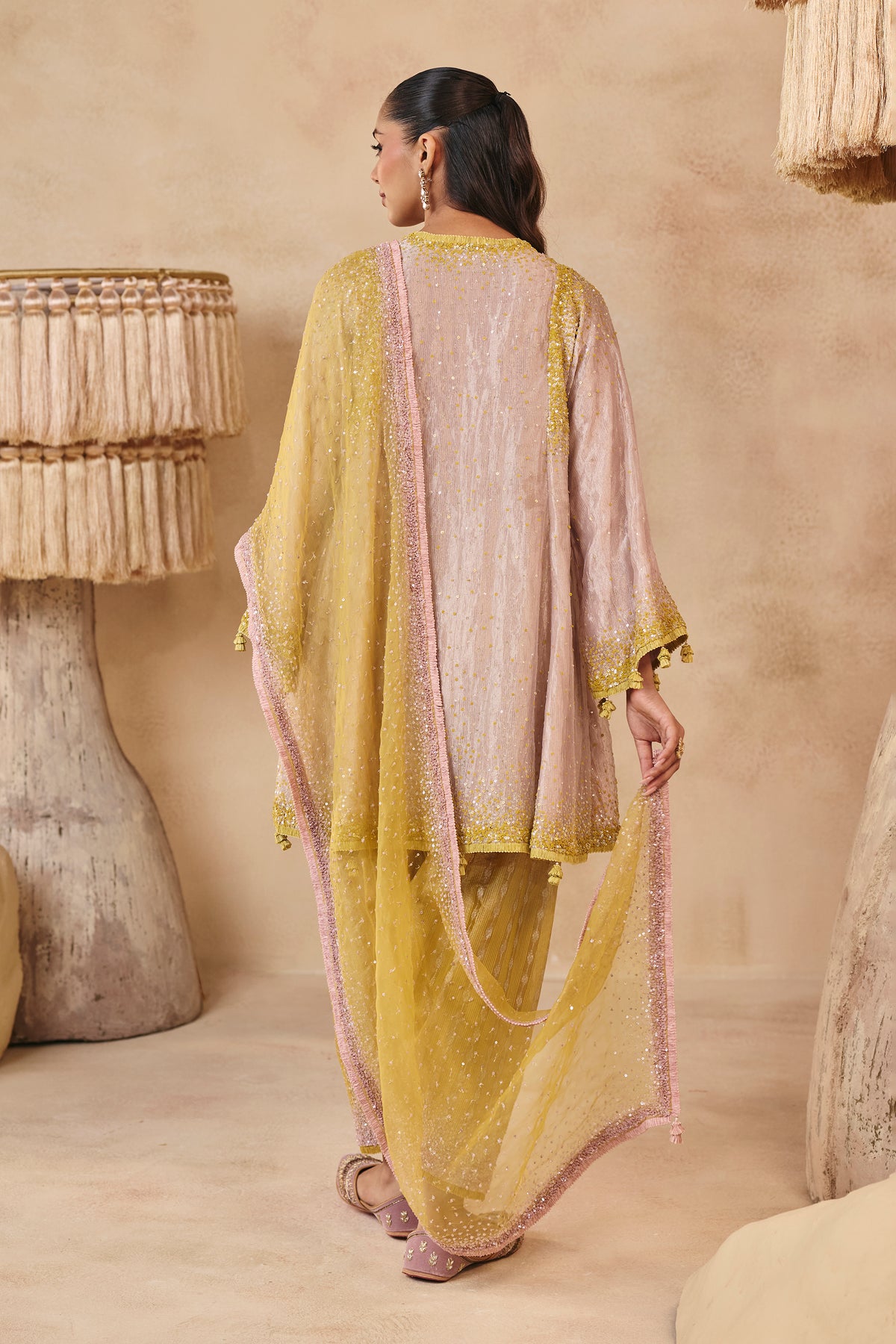 Zara Kurta Set - Barbie Pink and Yellow