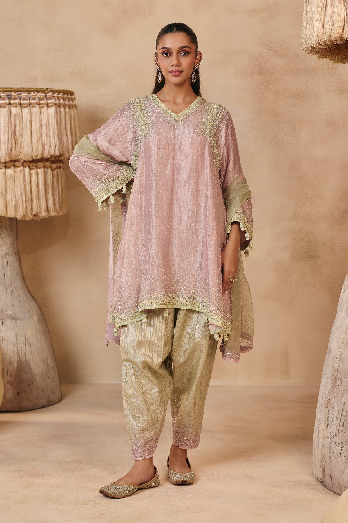 Barbie Pink and Sage Seema Kurta Set