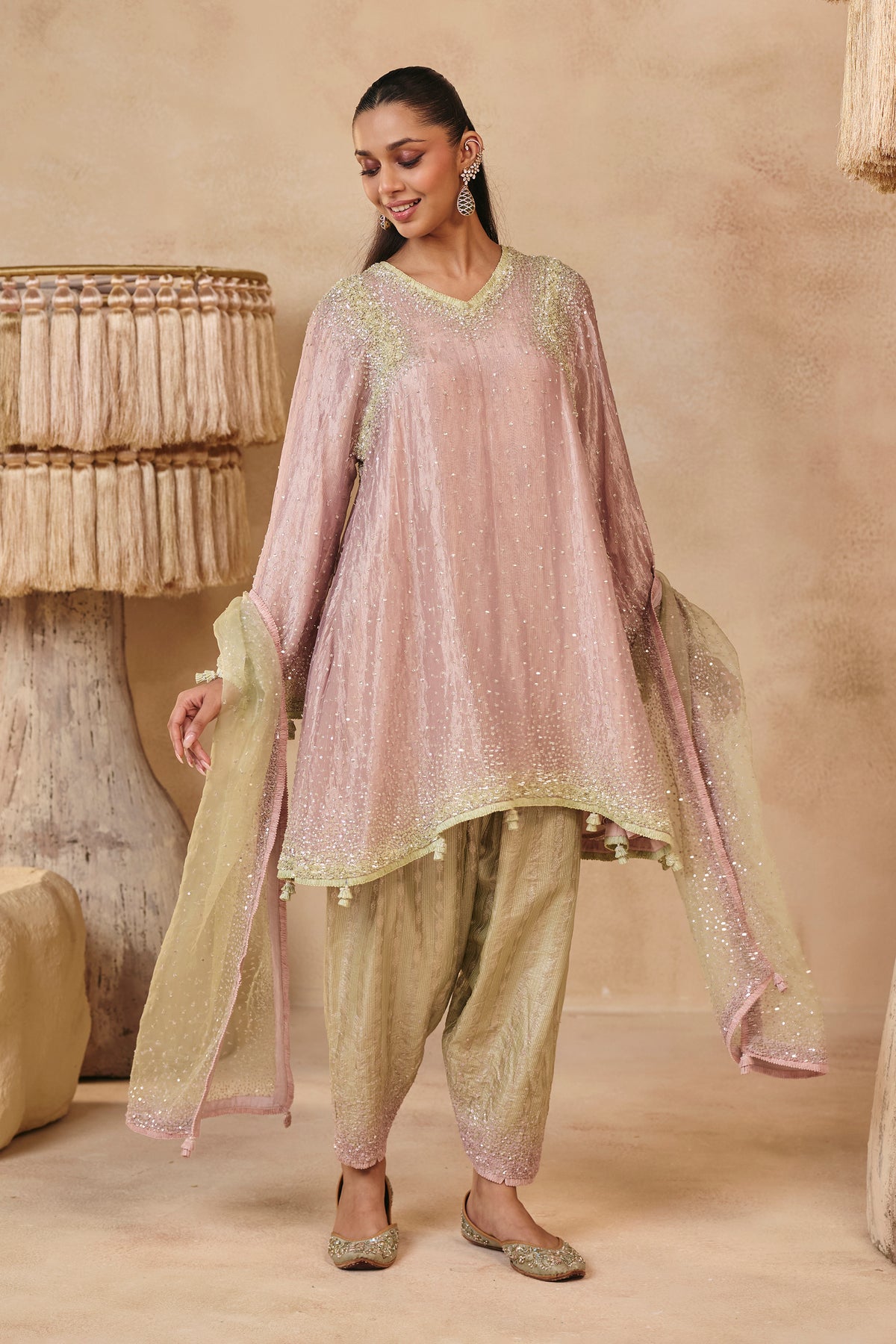 Barbie Pink and Sage Seema Kurta Set