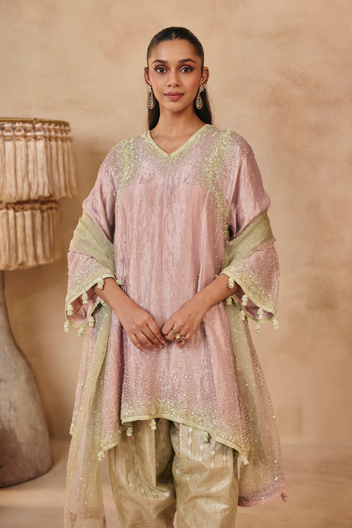 Barbie Pink and Sage Seema Kurta Set