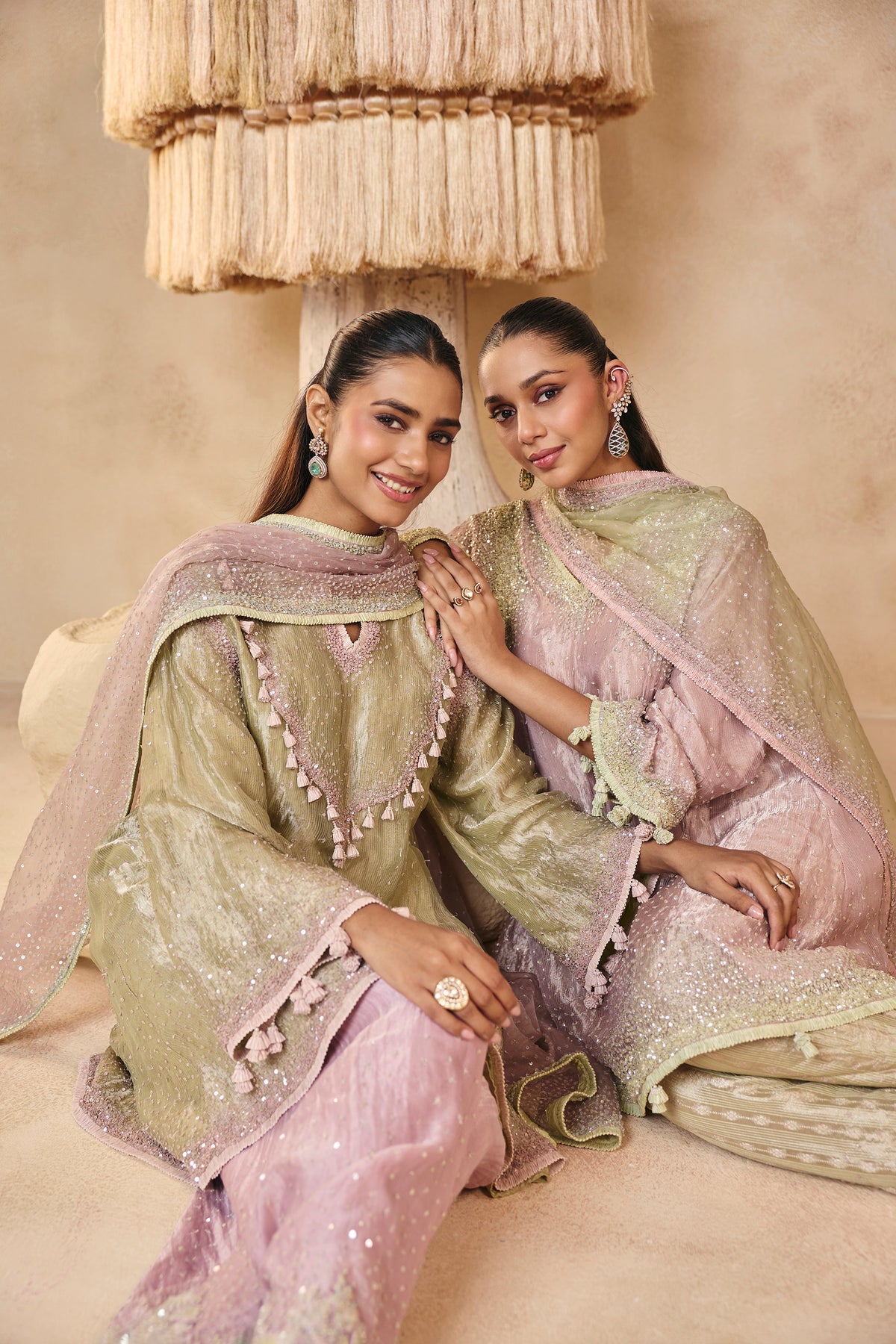 Barbie Pink and Sage Seema Kurta Set
