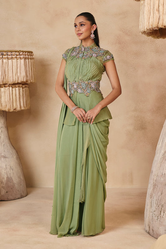 Maya Saree Set - Mint