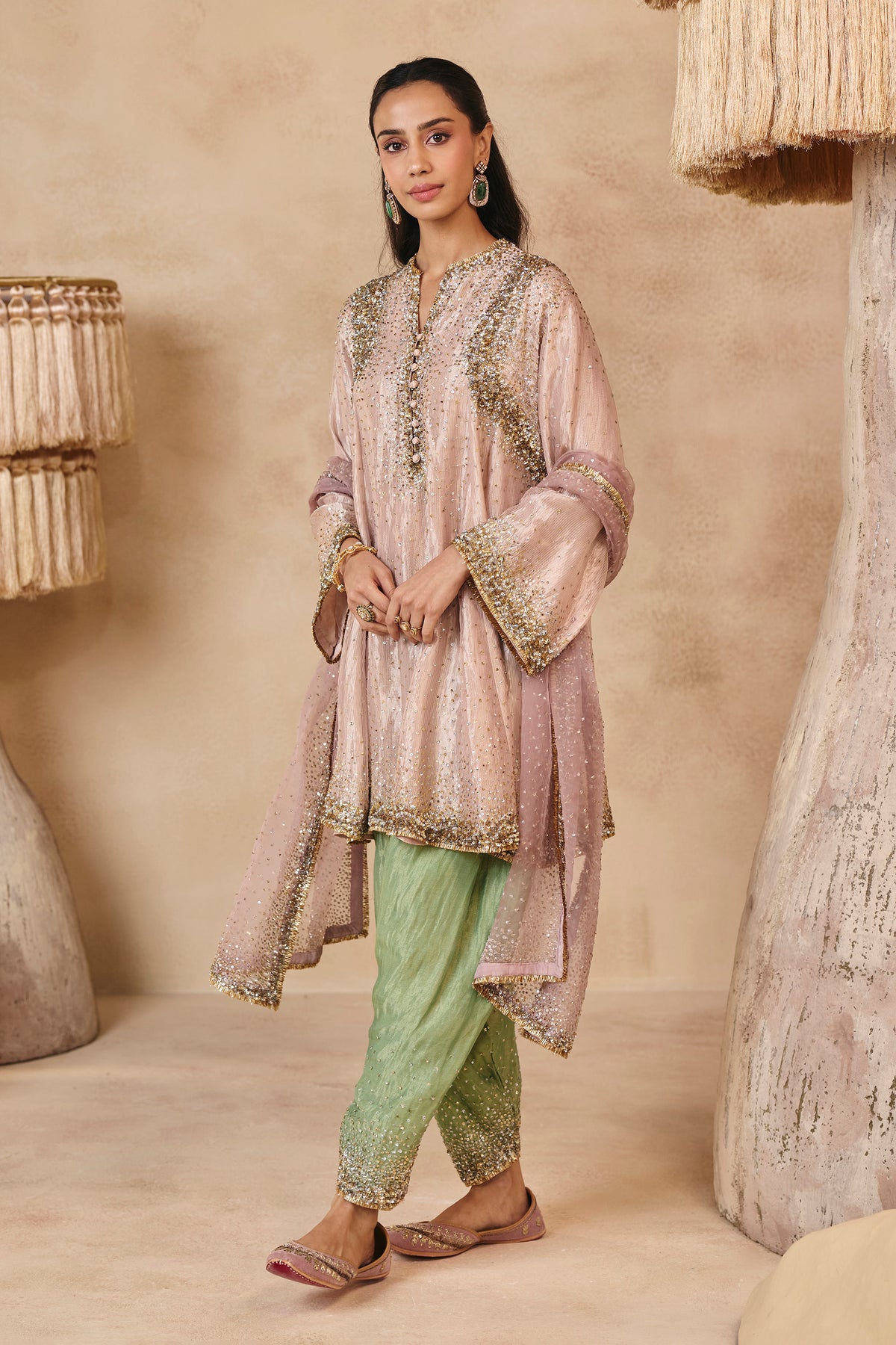 Barbie Pink Silver and Gold Kurta Set