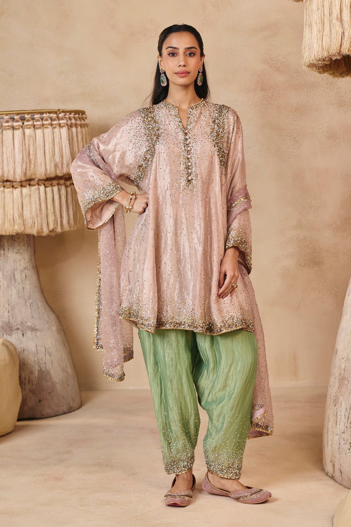 Barbie Pink Silver and Gold Kurta Set