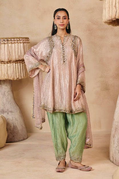 Barbie Pink Silver and Gold Kurta Set