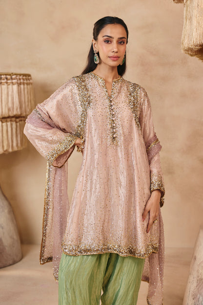 Barbie Pink Silver and Gold Kurta Set