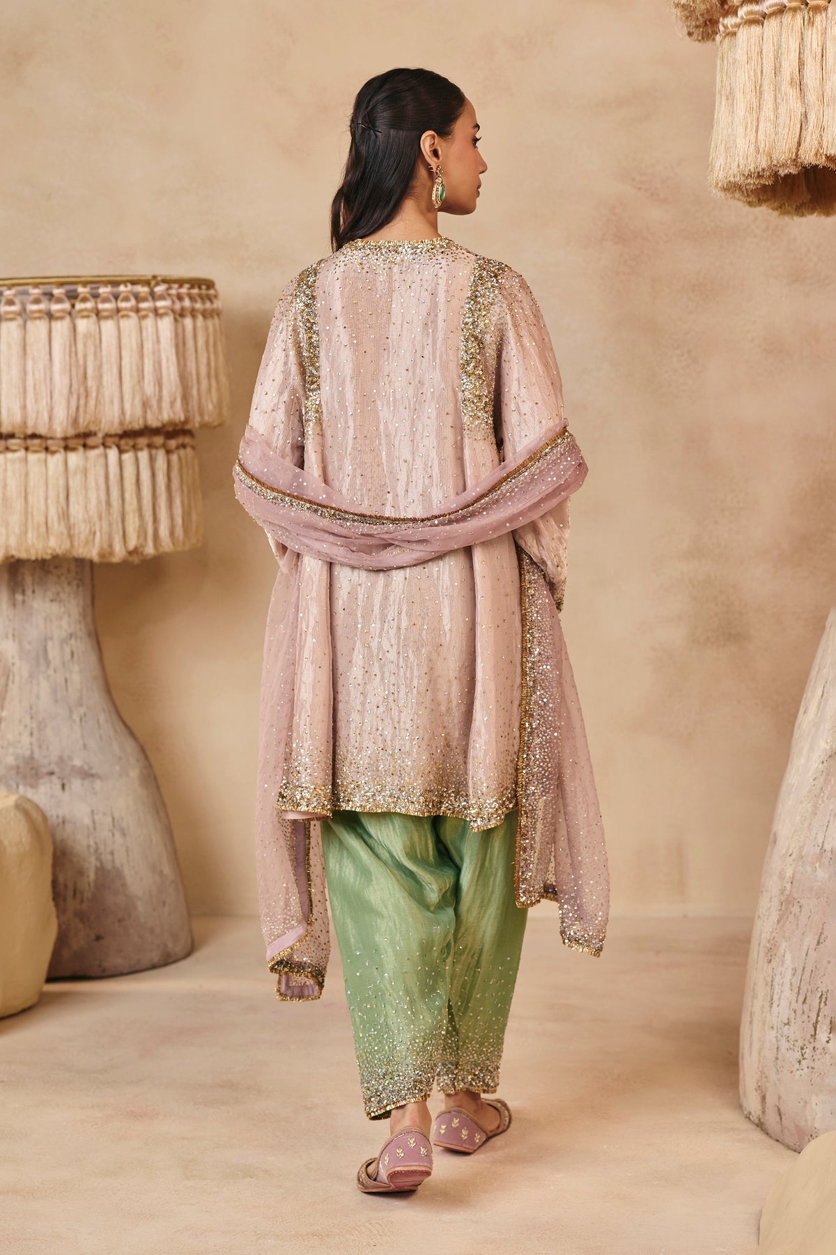 Barbie Pink Silver and Gold Kurta Set