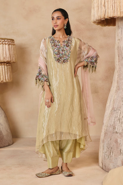 Sage Shimmer Bageecha Kurta Set