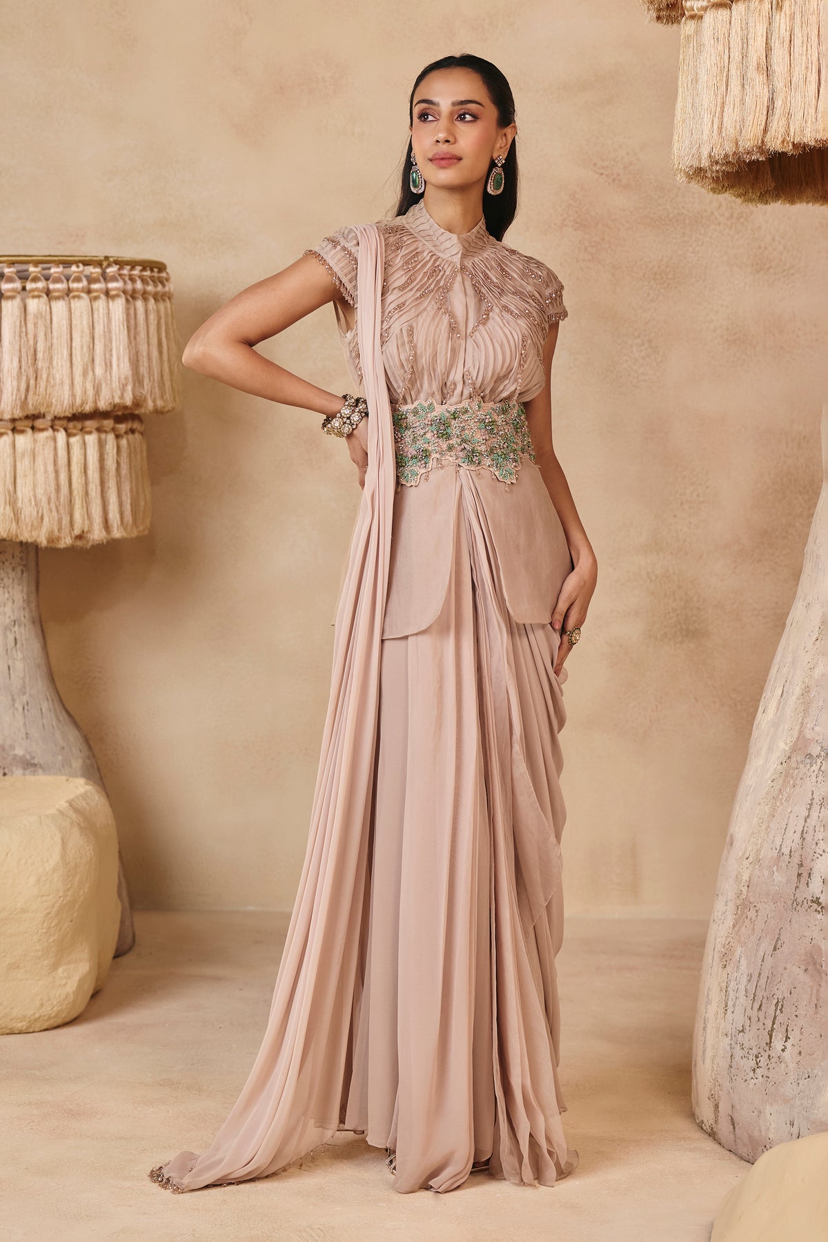 Maya Saree Set - Nude