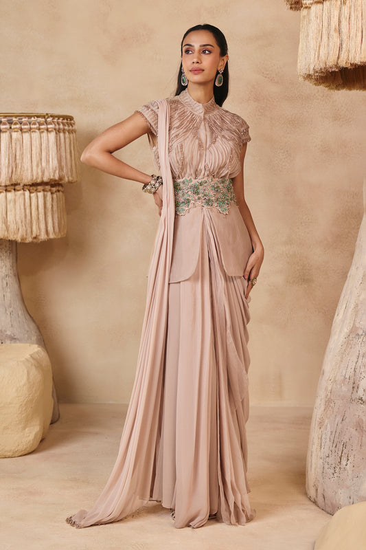 Maya Saree Set - Nude