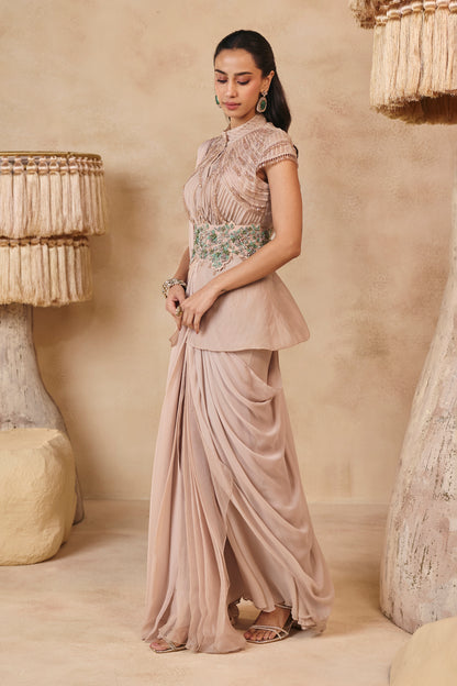 Maya Saree Set - Nude