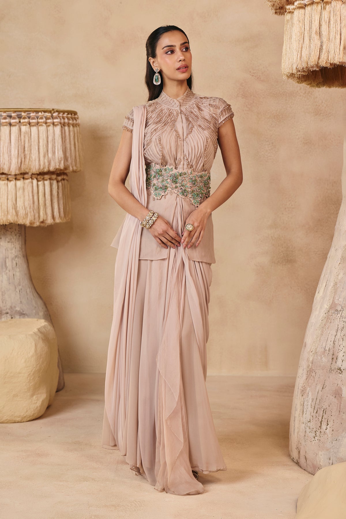 Maya Saree Set - Nude