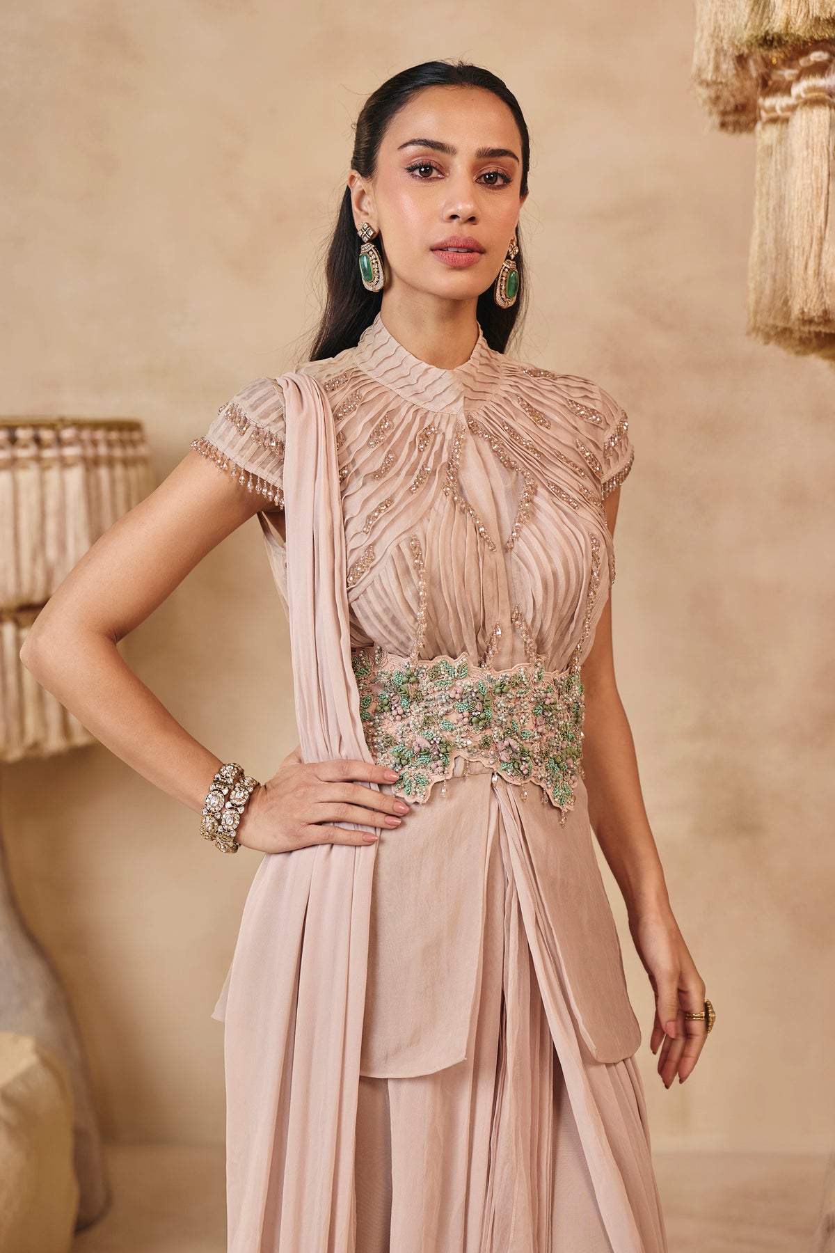 Maya Saree Set - Nude