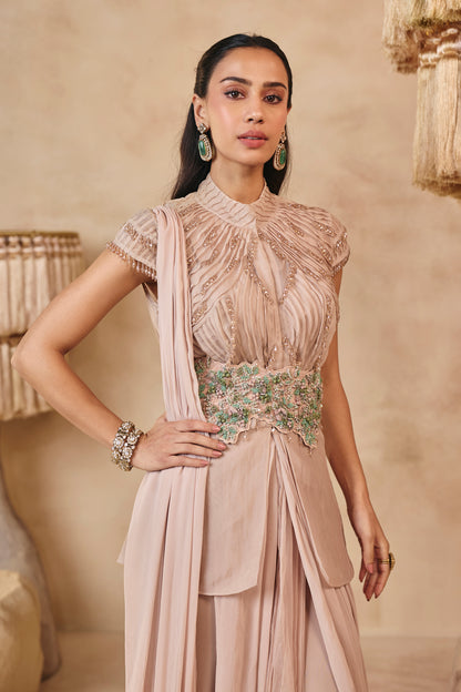Maya Saree Set - Nude