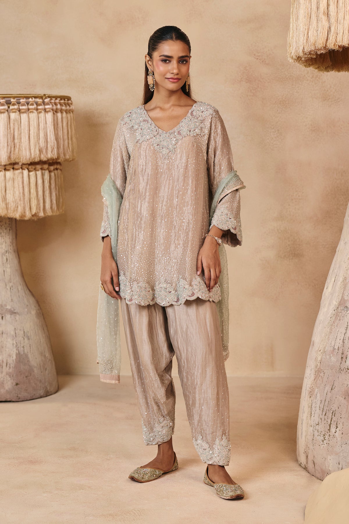 Dua Kurta Set - Champagne