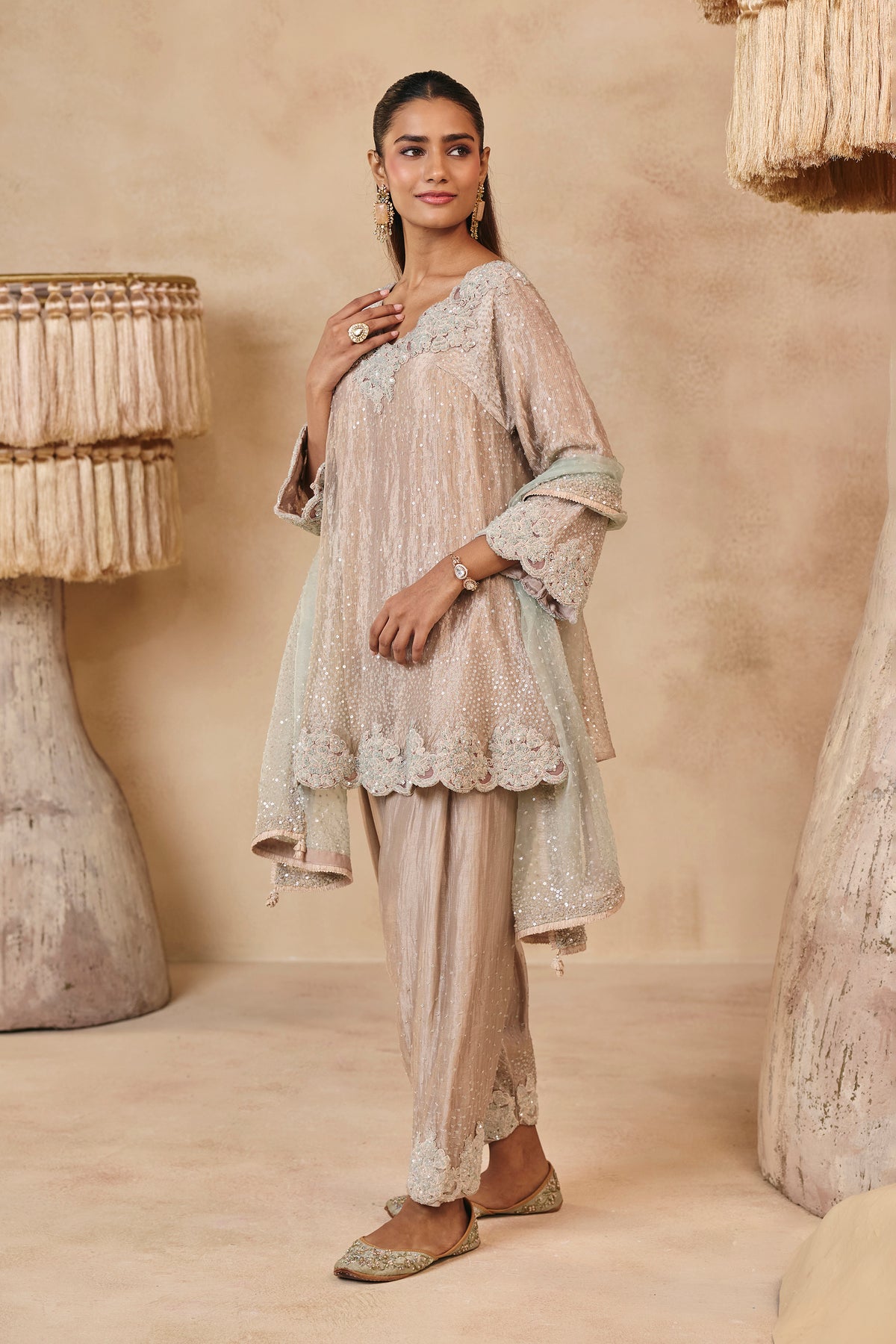 Dua Kurta Set - Champagne